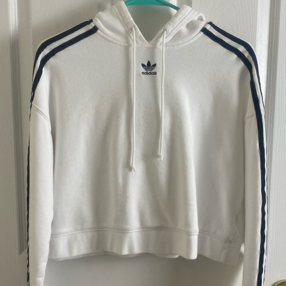 White Cropped Adidas Jacket